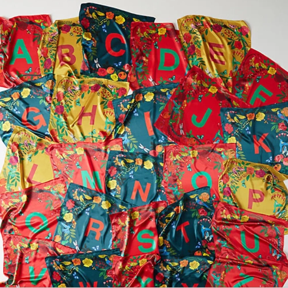 Anthropologie Silk Monogram Scarf